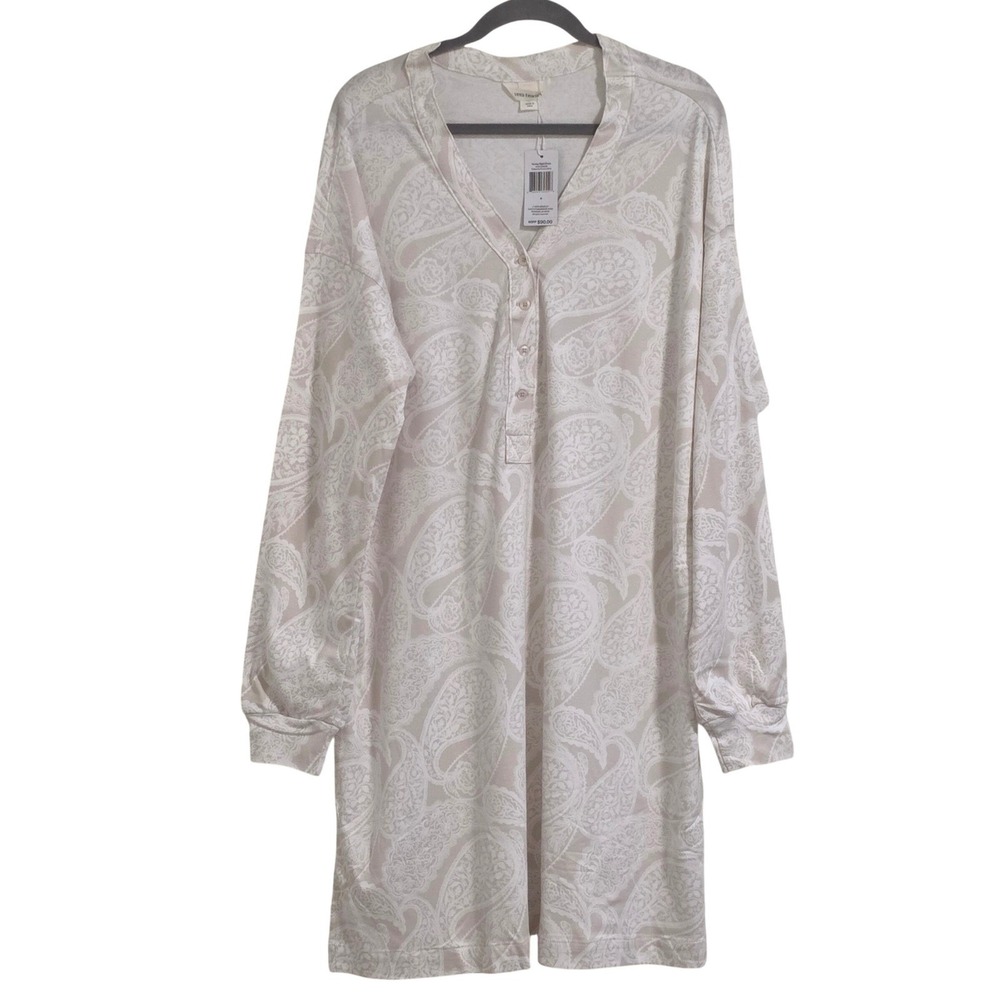 Vera Bradley Henley Night Dress Women Medium Pumice Stone Paisley Cotton New